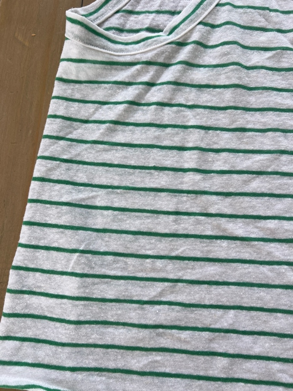 Striped V-Neck Tank Top - White & Green - Picture 6 of 7